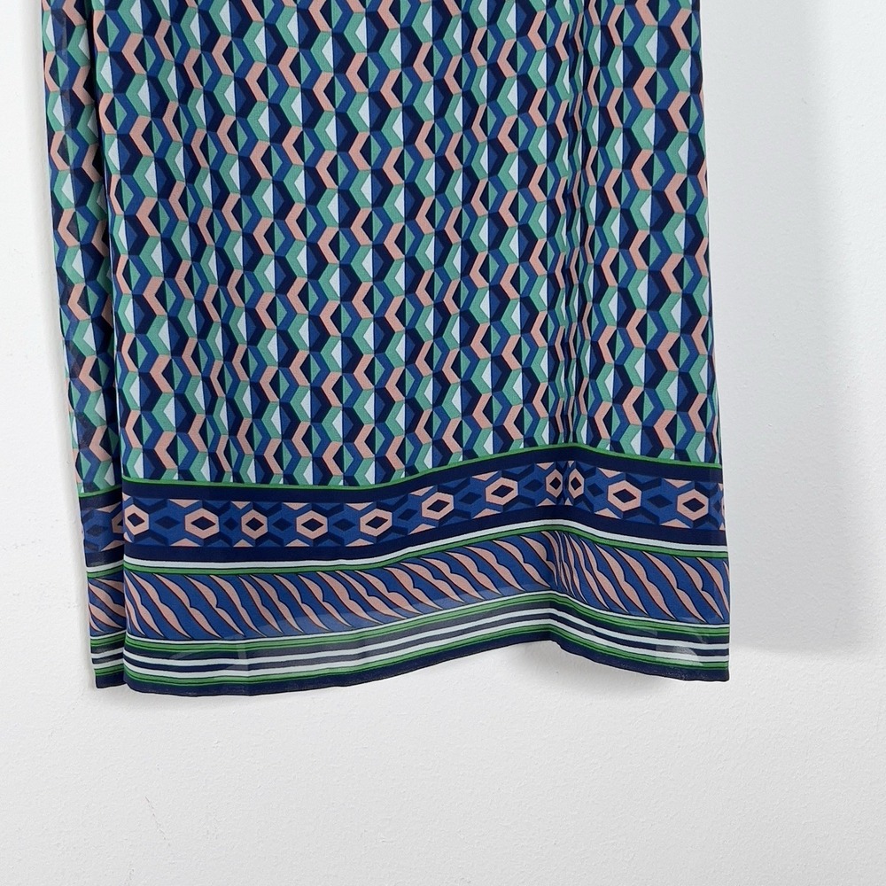 Anthropologie Maeve Silk Mini Dress Womens Sz L Blue Printed Spaghetti Strap - Picture 3 of 13